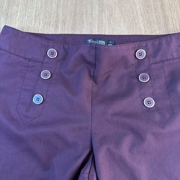 7th Avenue Suiting Collection Plum Button Front Pants Women’s Size 10 NY&C - Picture 2 of 5